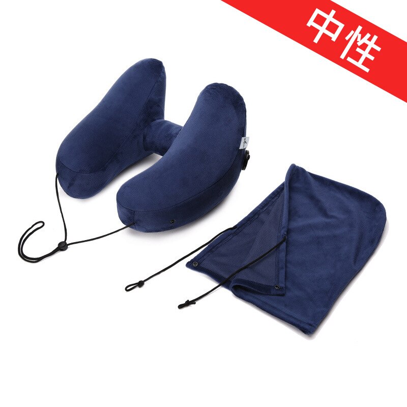 Pa. Een Upgrade Hooded Reizen Kussen H Shape Quick Inflatie 360 Graden Ondersteuning Nekkussen Voor Kantoor Vliegtuig Trein Dutje Kussen