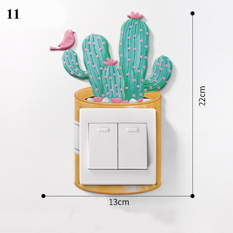 Cartoon Animal Switch cover Room Decor 3D Silicone On-off Switch Sticker Luminous Switch Outlet Wall Sticker: 11