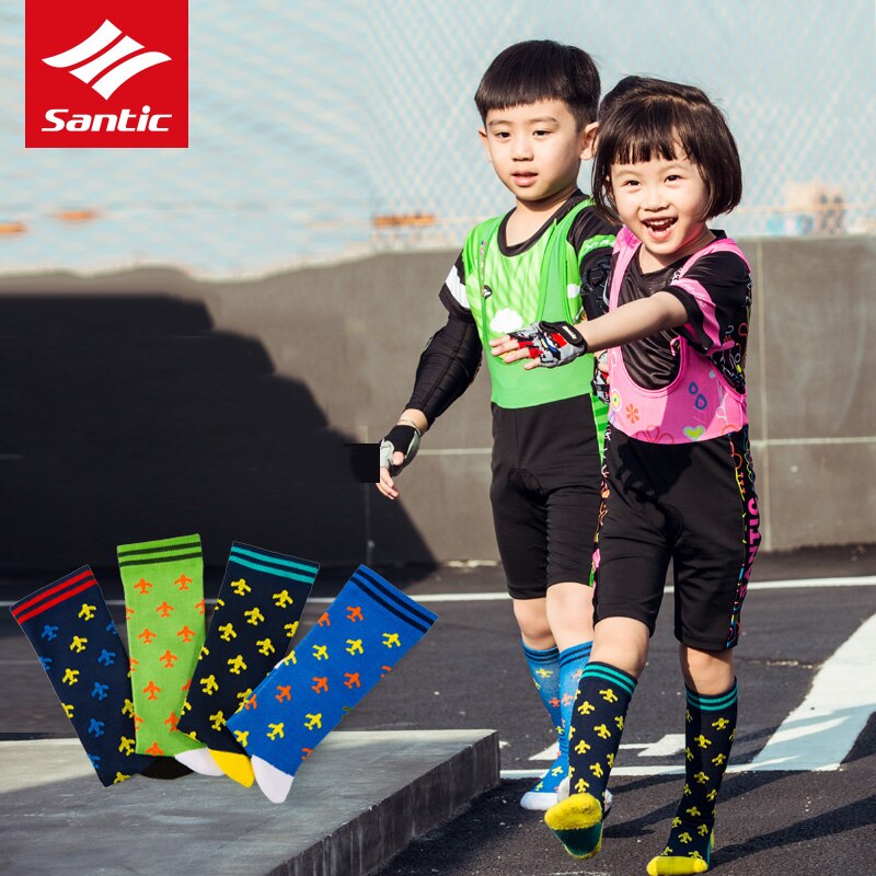 Santic Profrssional niños Balance Bike medias transpirables encantadores calcetines de ciclismo niños niñas calcetines de seguridad deporte 4 colores