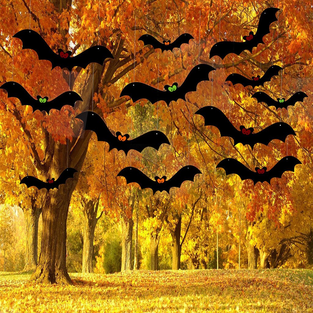 12Pc/set Halloween Decoration 3D Black PVC Bat Halloween Party DIY Decor Wall Sticker Bar Room Halloween Party Scary Decos Props