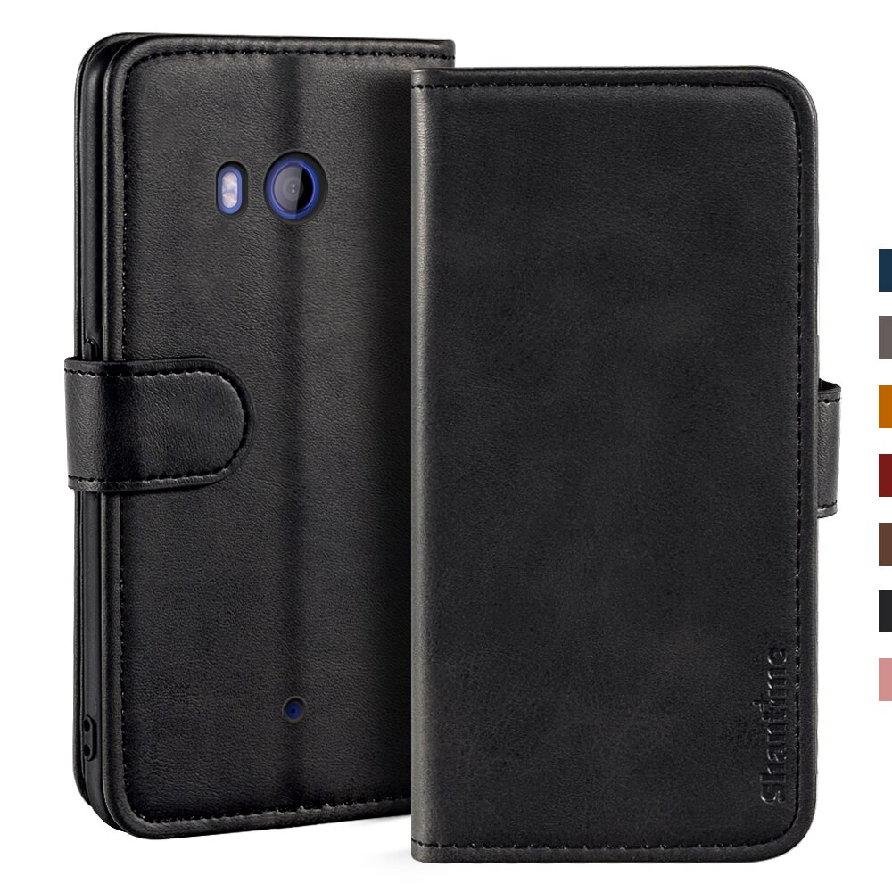 Funda magnética de cuero para HTC U11, carcasa con soporte para teléfono: Black