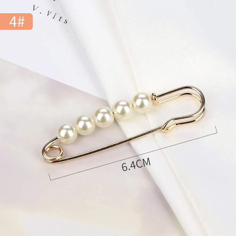 2/4 Uds broche de perlas alfileres suéter chal Clips imitación perla diamantes de imitación Collar Pin de seguridad para mujer chica ropa vestido Accesorios: M / Multicolor
