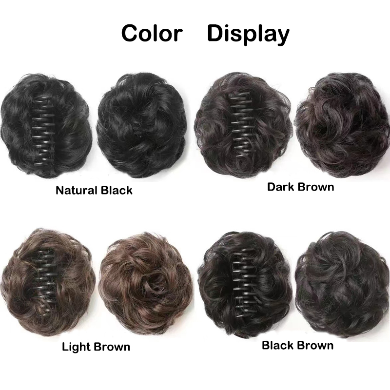Sunslymei synthetischer Haarknoten zum Anklipsen, Chignon-Haarteil, lockige, unordentliche Pferdeschwanz-Haarverlängerungen, Scrunchie-Haarteile für Frauen