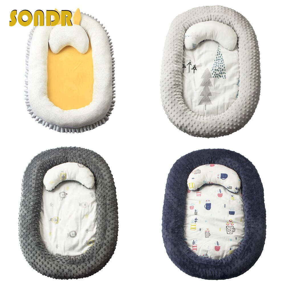 Sondr berço portátil e oval para bebês, berço fofo e macio para quarto de recém-nascido, camas amortecedoras para bebês decoração da cama