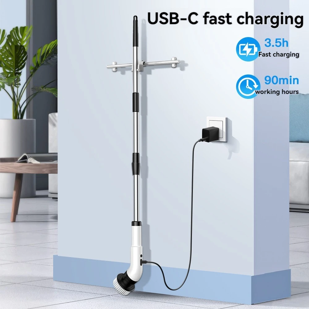 Xiaomi-cepillo de limpieza eléctrica 9 en 1, inalámbrico, telescópico, de mano, para el hogar, cocina, suelo, baño, 9 cabezales
