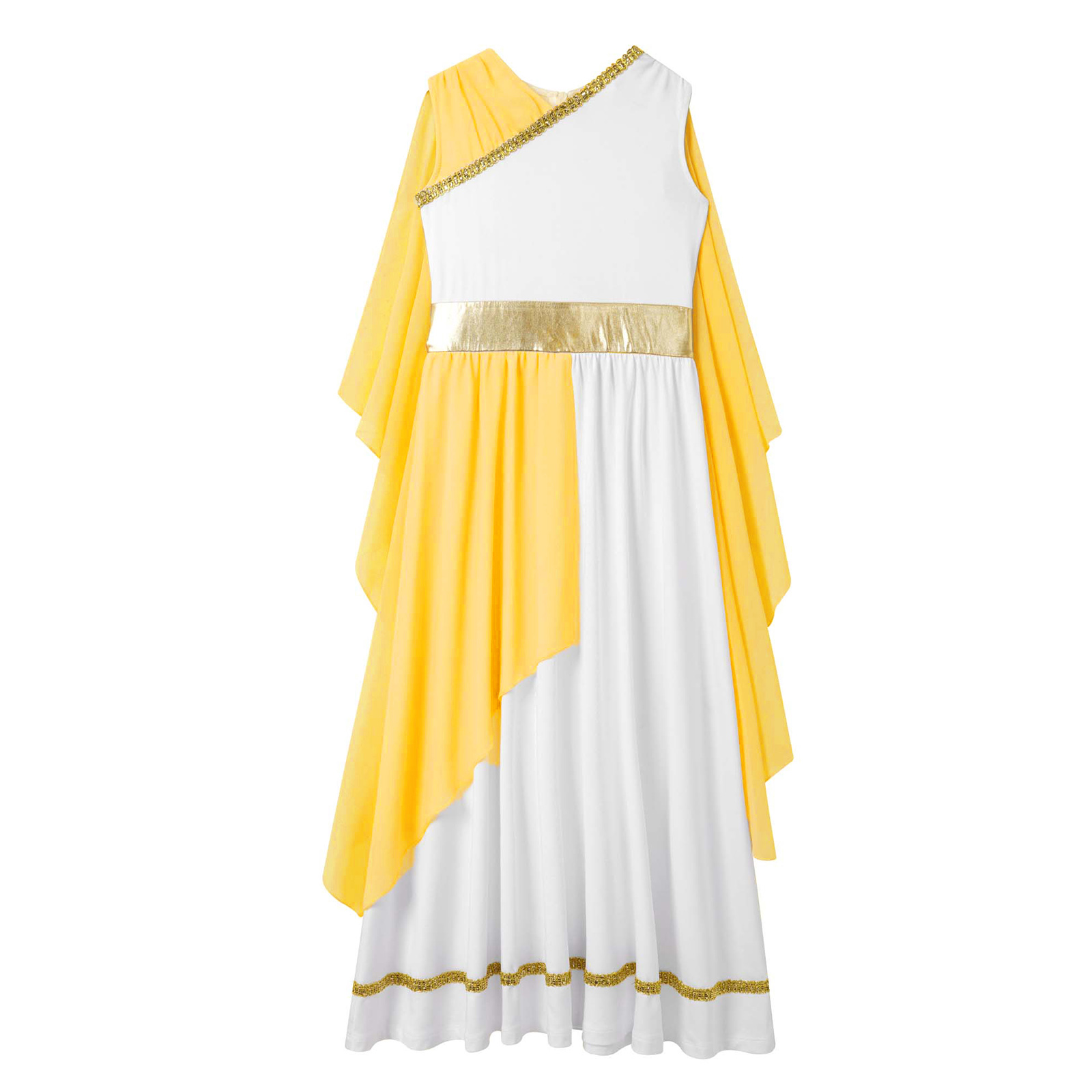 Girls Ancient Greek Princess Costume Robe Roman Grecian Toga Cosplay Sleeveless Shawls Tulle Robe Dress Halloween Performance