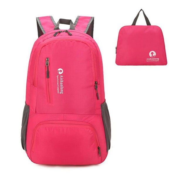 Bequem Schnell trocknend Rucksack Männer Fitness Sport Rucksack Faltbare Ultra-licht Reise Rucksack Damen Haut Tasche verrotten blau: Rosa