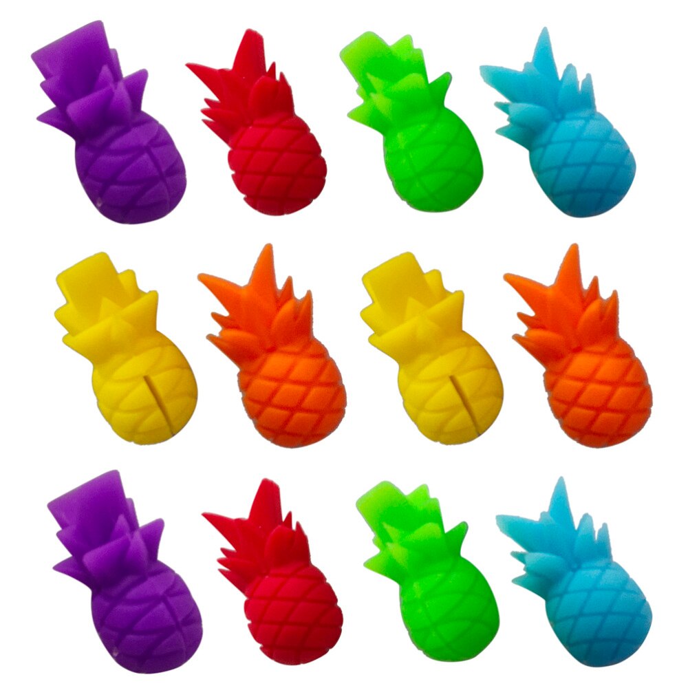 6/12 stk ananas form vinglas markører silikone vin identifikator drikkekop tegn  (6 farver)