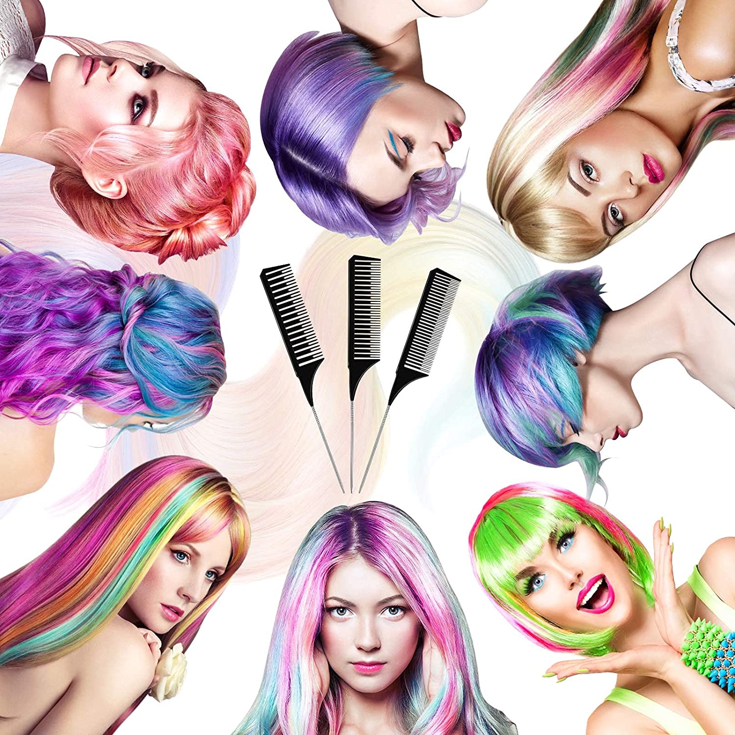 Hairdressing Comb Steel Tip Tail Pick Dyeing Comb Salon Highlighting Hair Comb Anti Static Barber Hair Cutting Comb