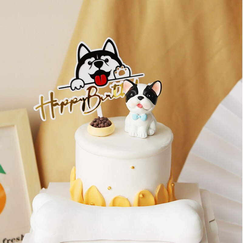 It's My Bark Day Bone Dog's Happy Birthday Acrylic Cake Topper for Dog Pet's Party Cake Decoration Baking Supplies Decor