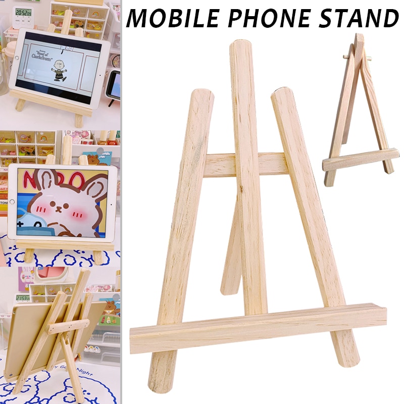 Wooden Mini Easel Stand Mobile Phone Tablet Bracket Portable Desktop Holder OCT998