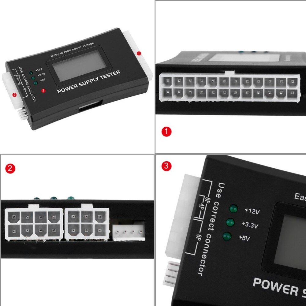 SD netzteil Tester für PC-netzteil/ATX/BTX/ITX konform LCD Anzeige SATA HDD Tester 20/24 Stift Professionelle