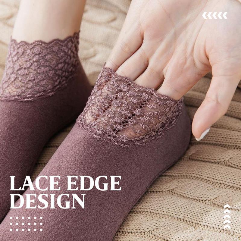 Lace Warmer Socks Women Breathable Warmer Socks Solid Color Boat Comfortable Cotton Ankle Socks with Lace