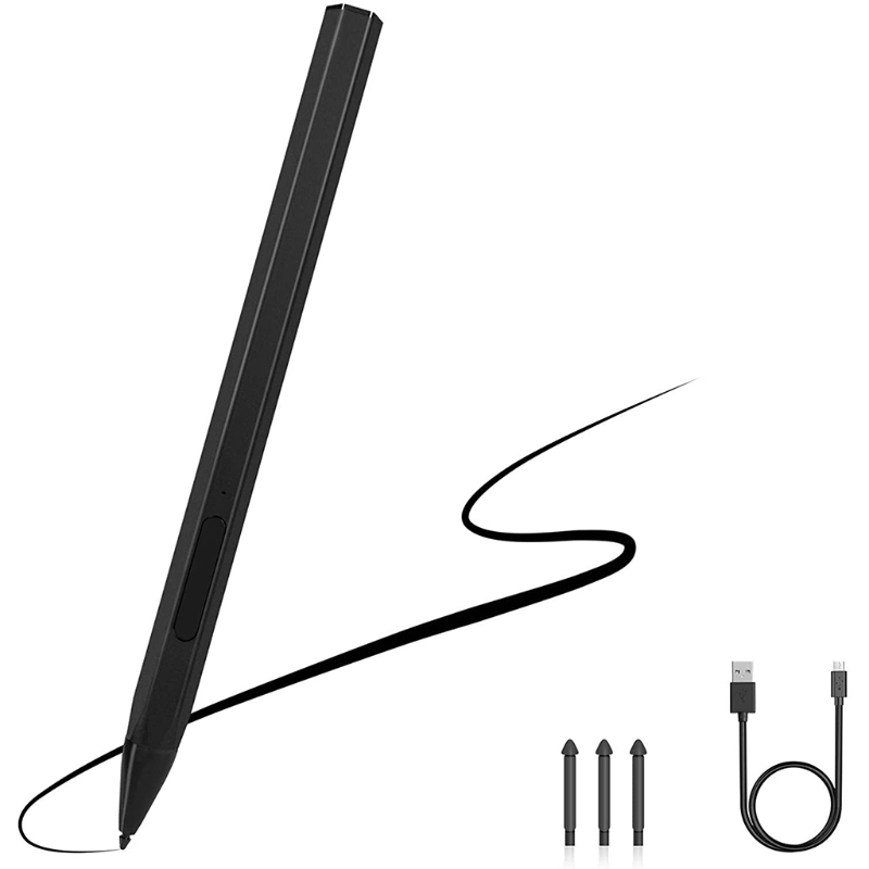 Magnetic Stylus Pen for Surface, 4096 Levels Pressure, Tilt &amp; Palm Rejection Rechargeable for Surface Pro5 6 7 X Book Go: black