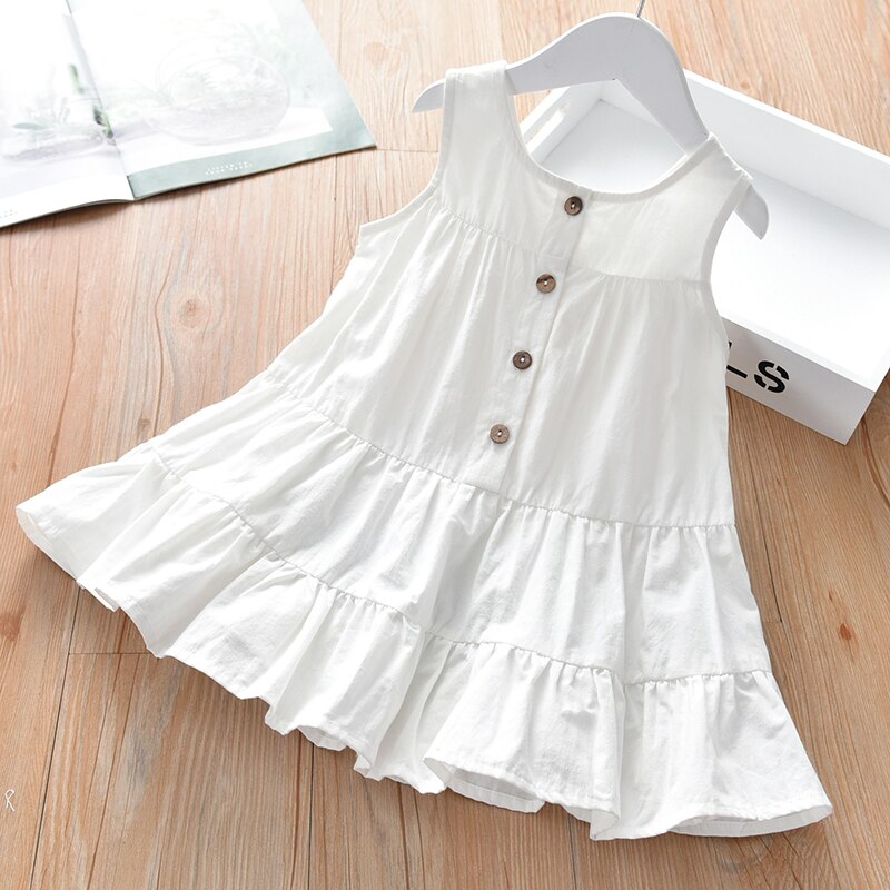Kids Girls Sleeveless Solid Color Tops Summer Stylish Tops for Children Girls: White / 15T