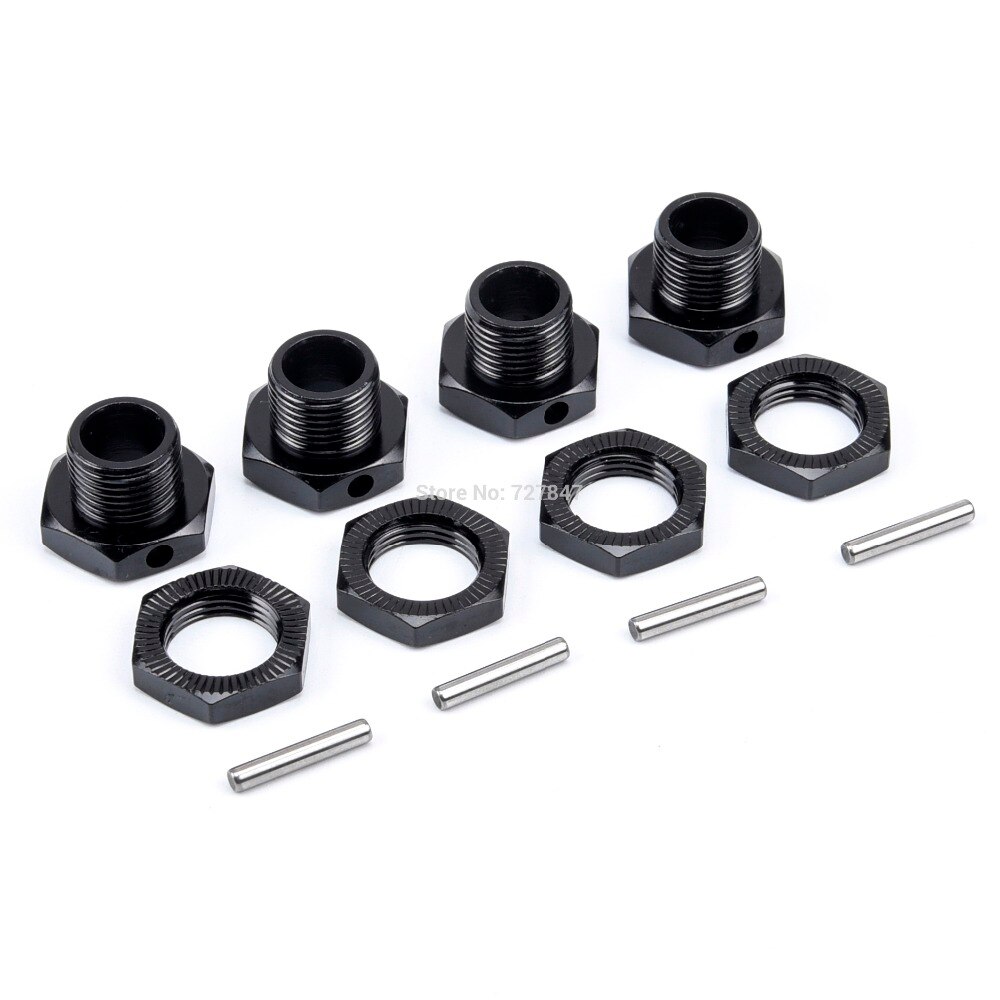 4 sztuk/partia RC koła klątwa kierowca 17MM koła ze stopu aluminium klątwa łącznik części zamiennych zestaw dla HSP 1/8 RC Gąsienica...: 4szt czarny