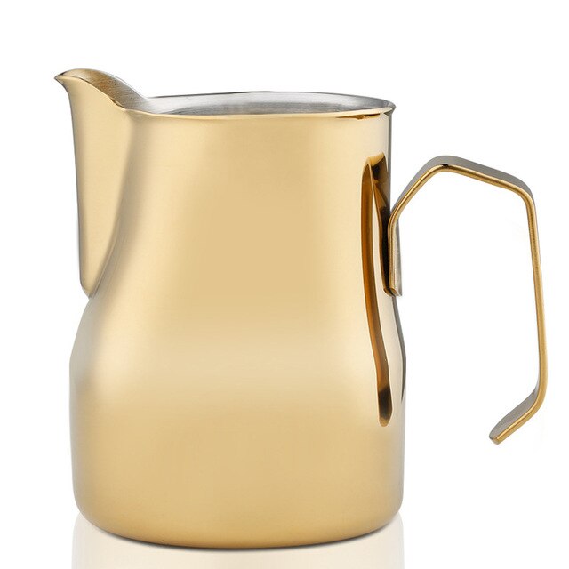 Espresso Koffie Pitcher Roestvrij Staal Melk Opschuimen Jug Barista Craft Latte Cafe Professionele Concurrentie Muticolor Melk Kannen: Gold / 550ml