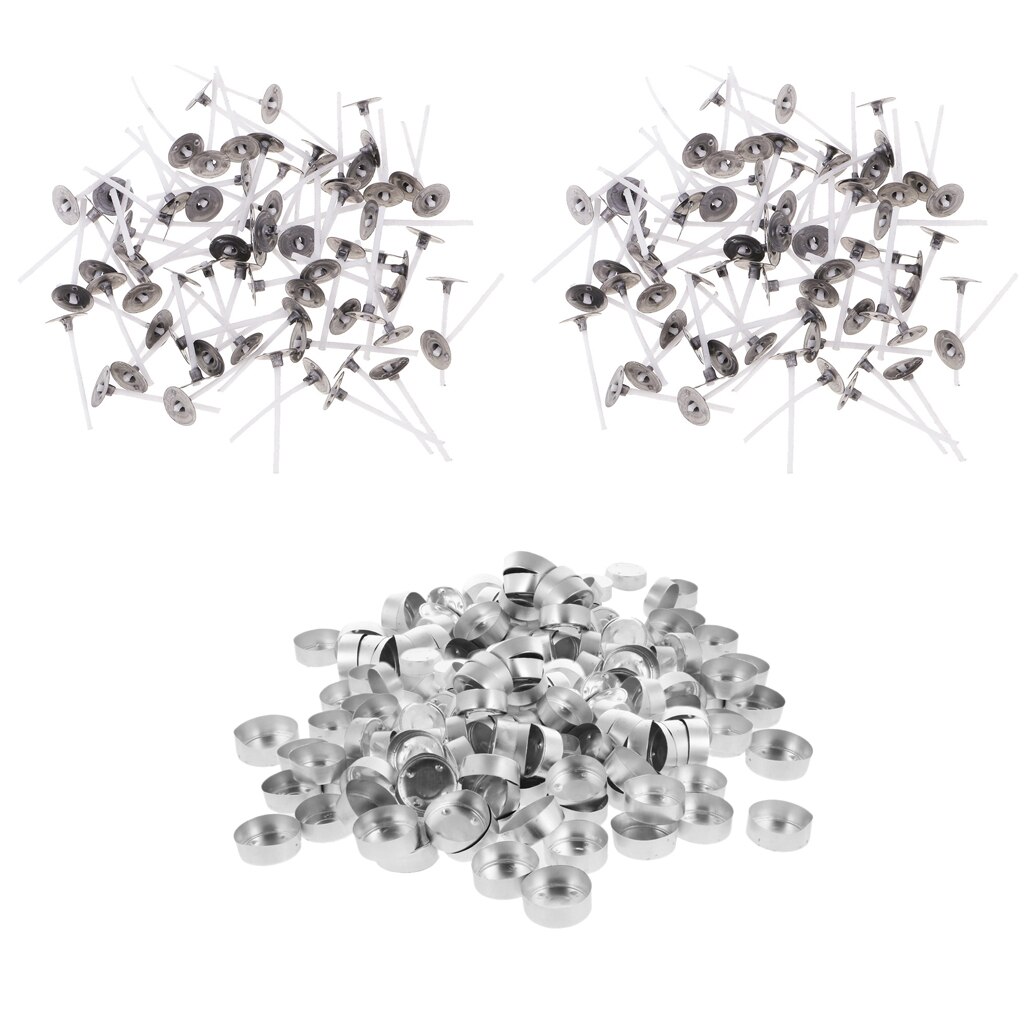 200x Aluminium fallen Tee Licht Leere Halfter & 200x Gewachst Kerze Docht mit Tab