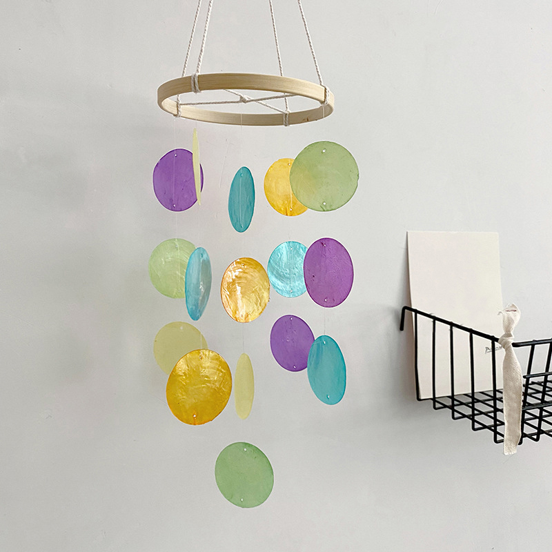 Natural Shell Wind Chimes para decoração de casa, caçadores de sonhos boêmios, decoração de berçário, presentes especiais para crianças, ano novo: Borgonha