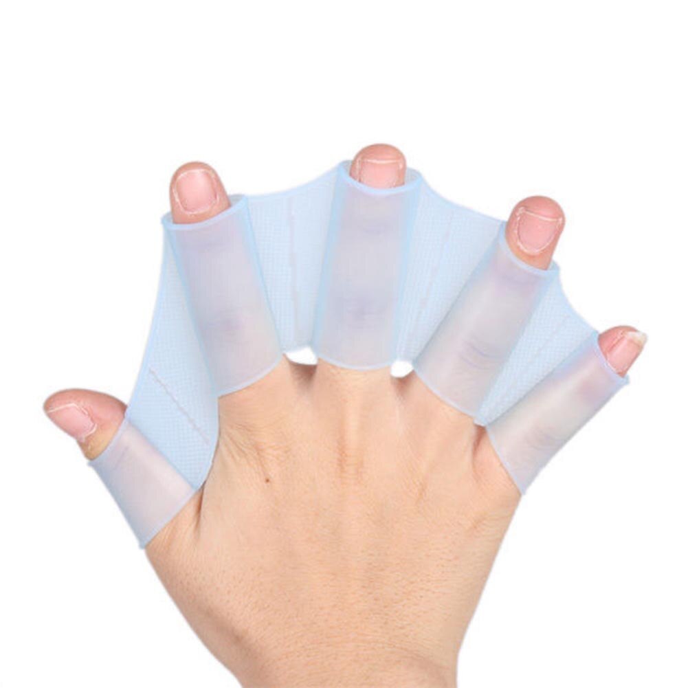1 paire natation entraînement mains palmées pour hommes femmes enfant Silicone demi doigt main palmes gants ENA88: Bleu / S