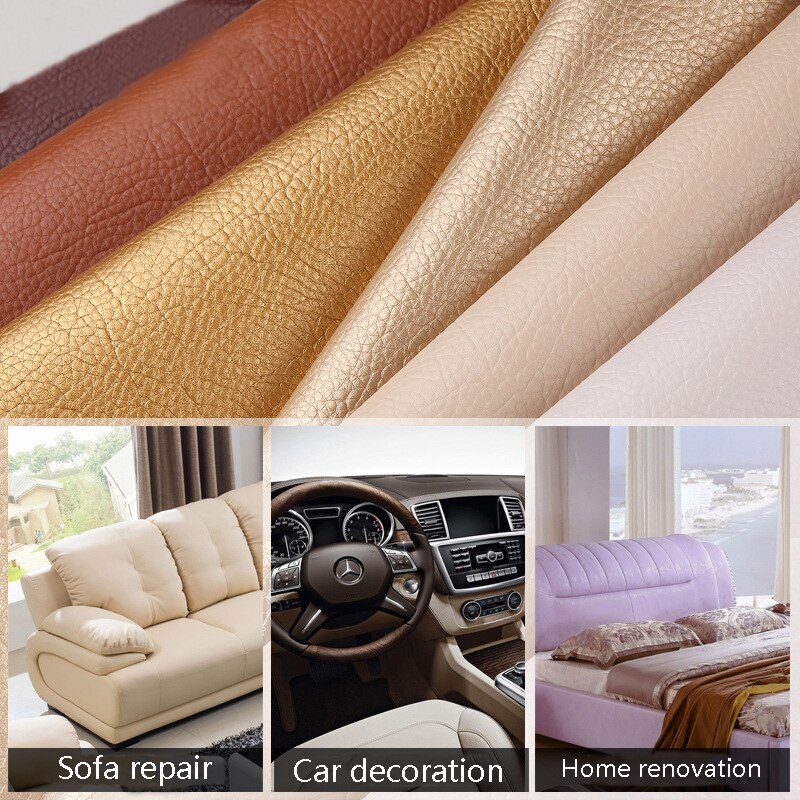 50*135cm PU Litchi Pattern Faux Leather Fabric Artificial Synthetic Leather DIY Sewing Bags Belt Sofa Leather Decor Material