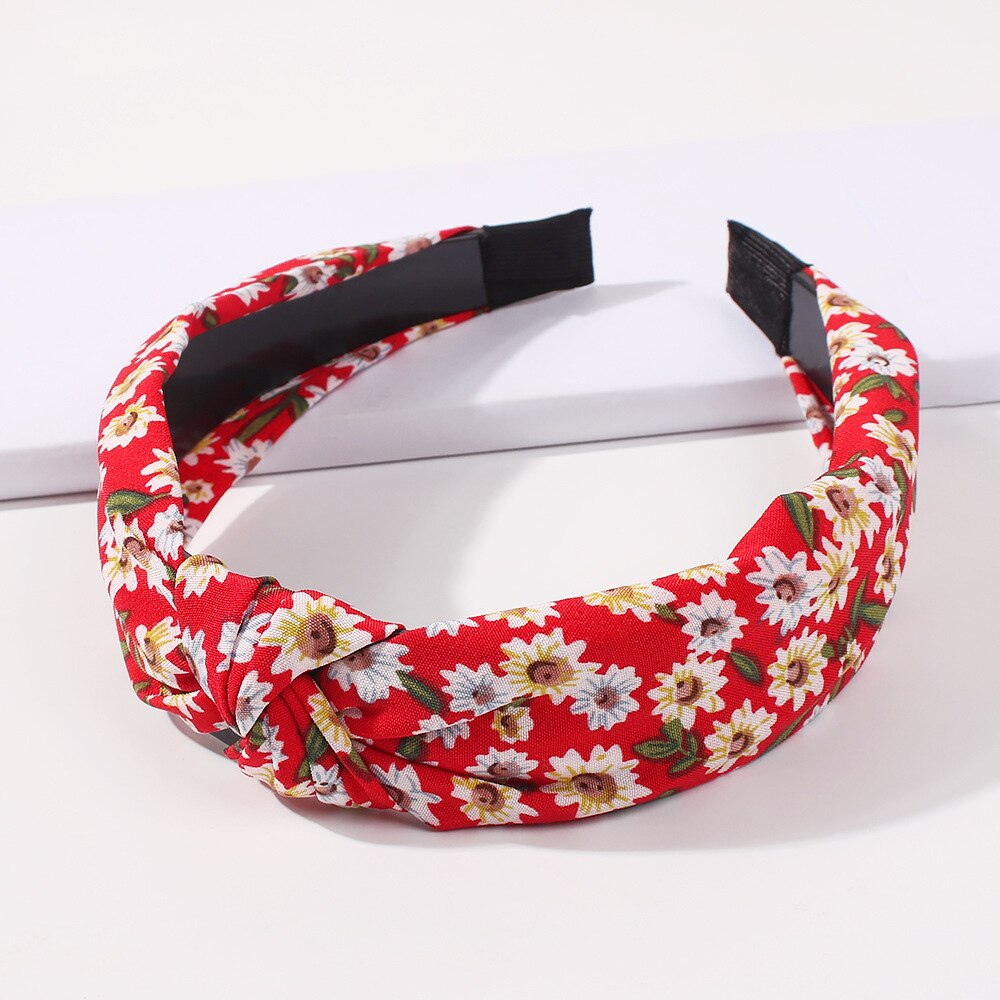 Eenvoudige Chiffon Hoofdband Voor Vrouwen Verse Bloem Brede Hoofdband Mode Haarband Kleurrijke Strik Vintage Haar Sieraden Accessoires