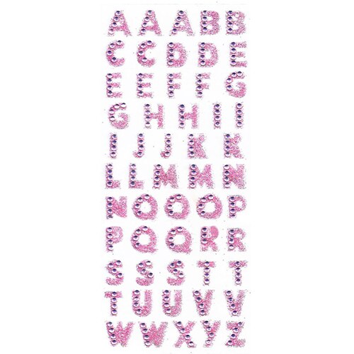 1 Sheet Glitter Alphabet Letter Stickers Self Adhesive ABC A-Z Words Stick On: Light Pink