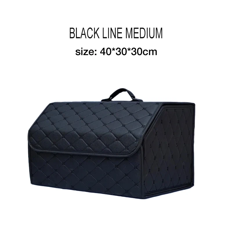 Kofferbak Organizer Box Grote capaciteit Auto Multifunctioneel gereedschap Opbergtas Opbergen Opruimen Leer Opvouwbaar voor noodgevallen: Black
