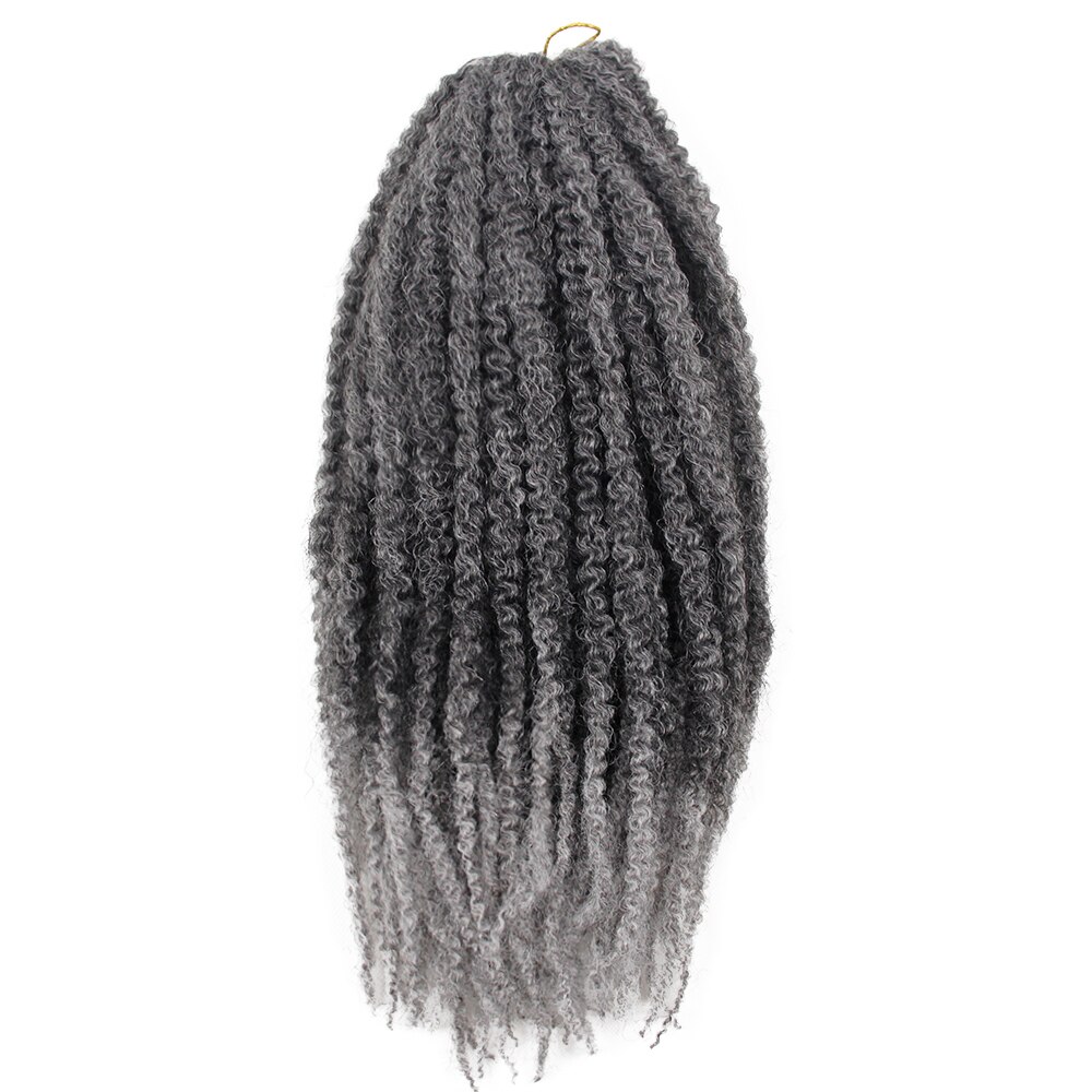 Marley fletninger hæklet ombre afro kinky twist hår syntetisk fletning hår hæklet fletninger hair extensions: T1b/ grå
