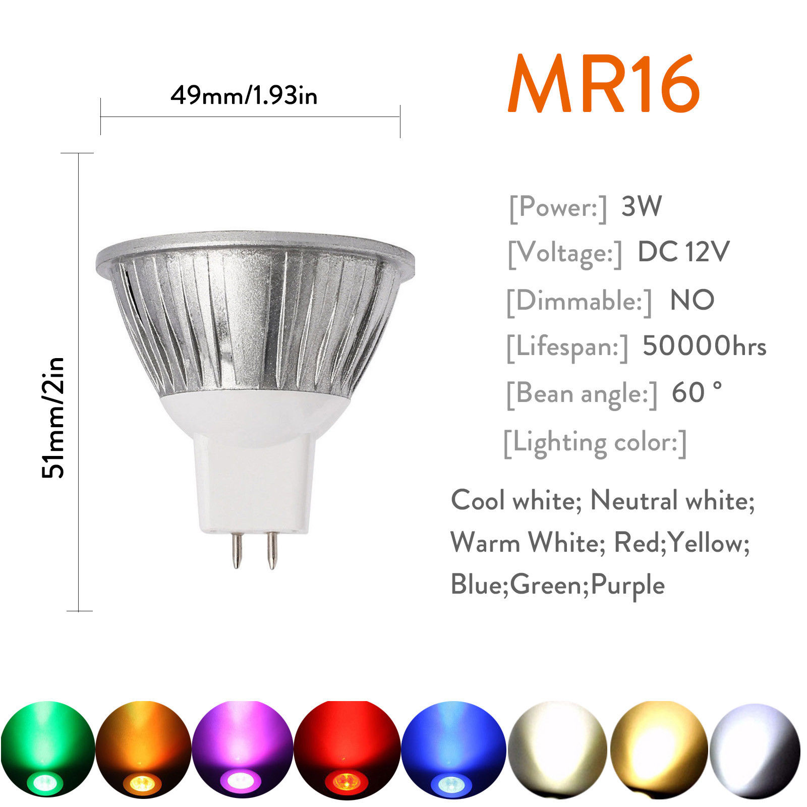 3w mr16 led-lamper spotpærer dæmpbare lamper  dc 12v lamper bombillas lys til boligindretning erstatter 30w halogenlamper