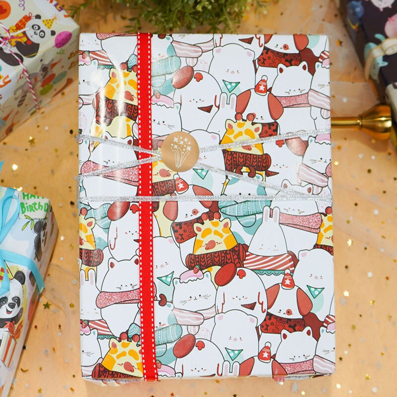 50x70cm Animal Cartoon Style Wrapping Paper Roll for Wedding Kids Birthday Baby Shower Wrap Craft Paper Decor