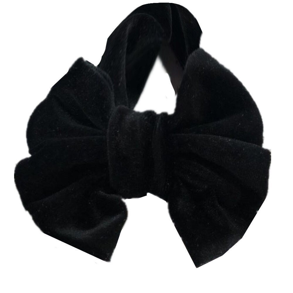 Peuter kinderen babymeisje gouden fluwelen hoofdband effen stof strik tulband knoop hoofdband haarband stretch meisjes hoofdbanden 3-12m: Zwart