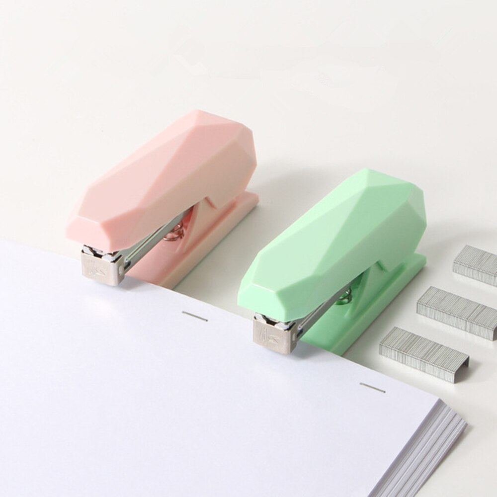 Desk Stapler Mint Green White Spring Powered Stapler No-Jam Desktop Executive Stapling Tool with Non-slip Base Office School