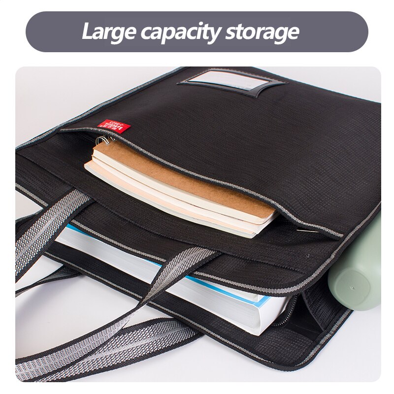 Bolsa de documentos portátil de lona A4, bolso de oficina con cremallera de gran capacidad, bolso de información multicapa, maletín de Conferencia