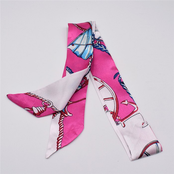 Petit foulard en soie pour femme imprimé poignée sac rubans foulard de tête petits foulards longs et fins: 14