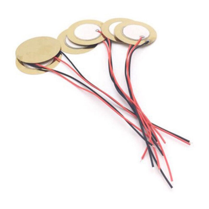 20Pcs 15mm Piezo Elements Buzzer Sounder Sensor Trigger Drum Disc with Wire Copper Piezo Buzzers for Arduino Loudspeaker