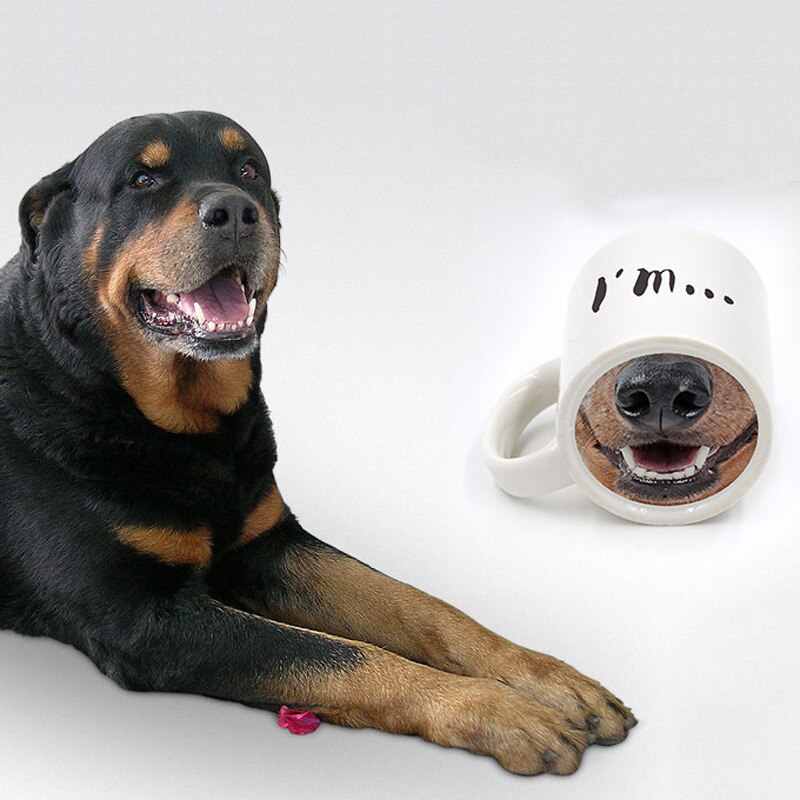 Pig Nose Ceramic Cup Coffee Mugs English Letter Bottom Dog Nose Cup Home Office Mug Drink Coffee Mischievous Tumbler