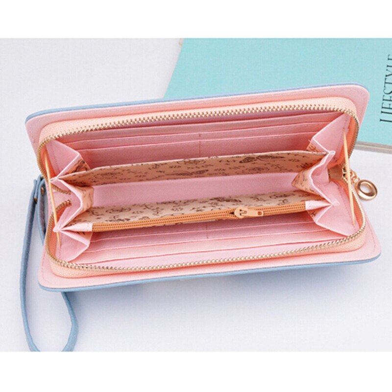 V brev armbånd kvinder lang kobling tegnebog stor kapacitet tegnebøger kvindelig pung dame punge telefon lomme kortholder carteras