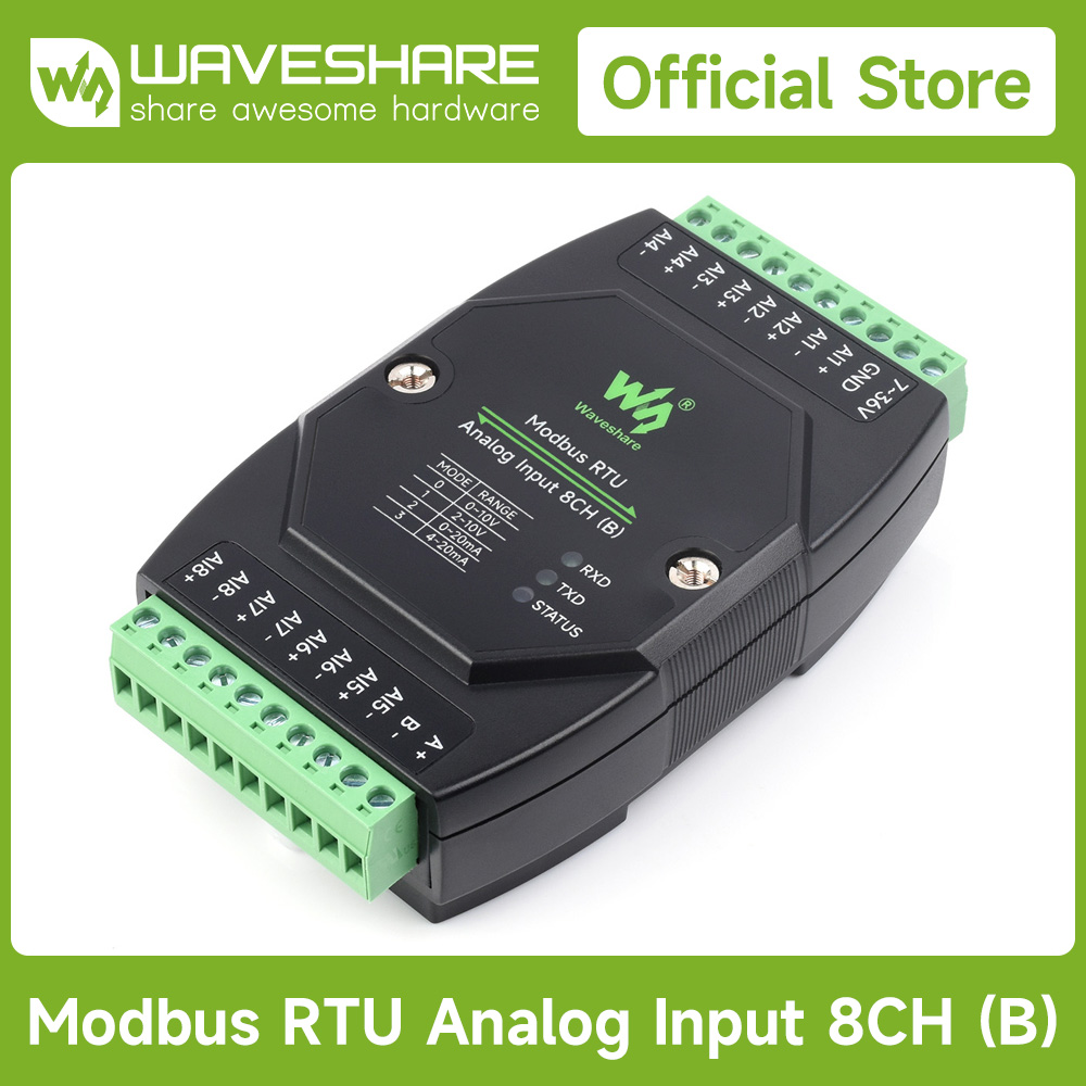 Waveshare Industrial Modbus RTU entrée analogique 8CH, Modbus RTU, haute précision 12 bits, prend en charge l'acquisition de tension et de courant