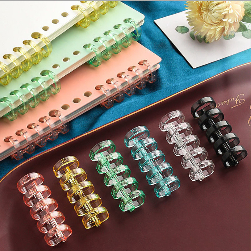 9Pcs 5 Gat Ring Binding Ring Segment Binding Ring Poreuze Punch Losbladige Papier Plastic Clip Toepasselijk Diafragma 10Mm