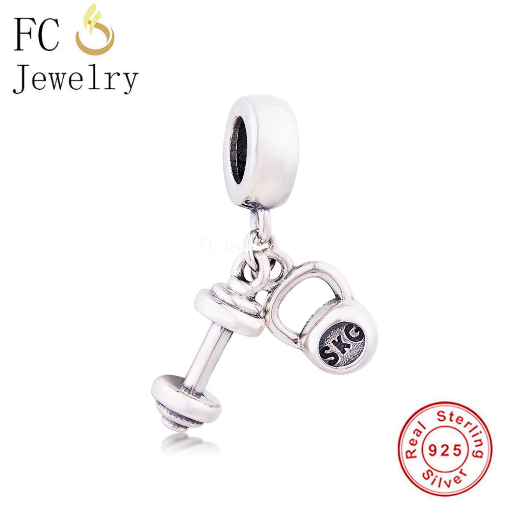 FC Jewelry-pulsera de plata de ley 925 con mancuernas para mujer, brazalete con abalorios, para hacer gimnasia,