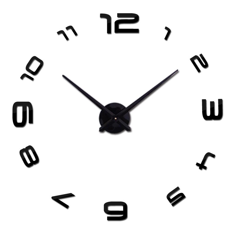 Specialtilbud ur vægure reloj de pared horloge ur stort dekorativt akryl spejl kvarts stue: Sort / 47 tommer