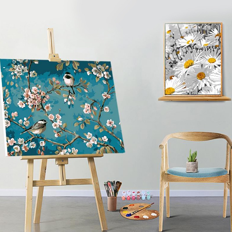 Birds With Flower DIY Oil Painting Paint By Number Kit Painting Arts Craft