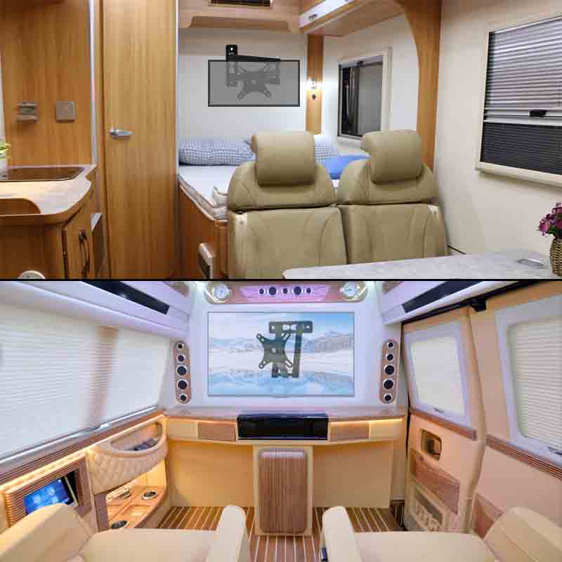 Colgador de TV plegable para interiores RV, soporte para Monitor de 14-42 pulgadas, elevador de techo para coche, cocina ajustable, comedor, caravana, habitación, soporte para TV