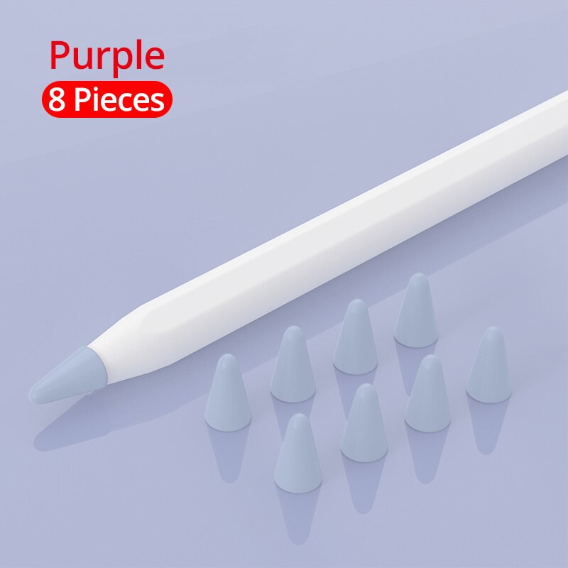 PZOZ 8szt Futerał Ochronny Silikonowy do Apple Pencil 1 & 2 - Pokrowiec na Rysik: Fioletowy