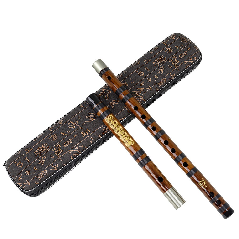 1 Set Antique Style Bamboo Flute Traditional Instrument Flute with Storage Box: Brown 0168X2.5X2.5CM