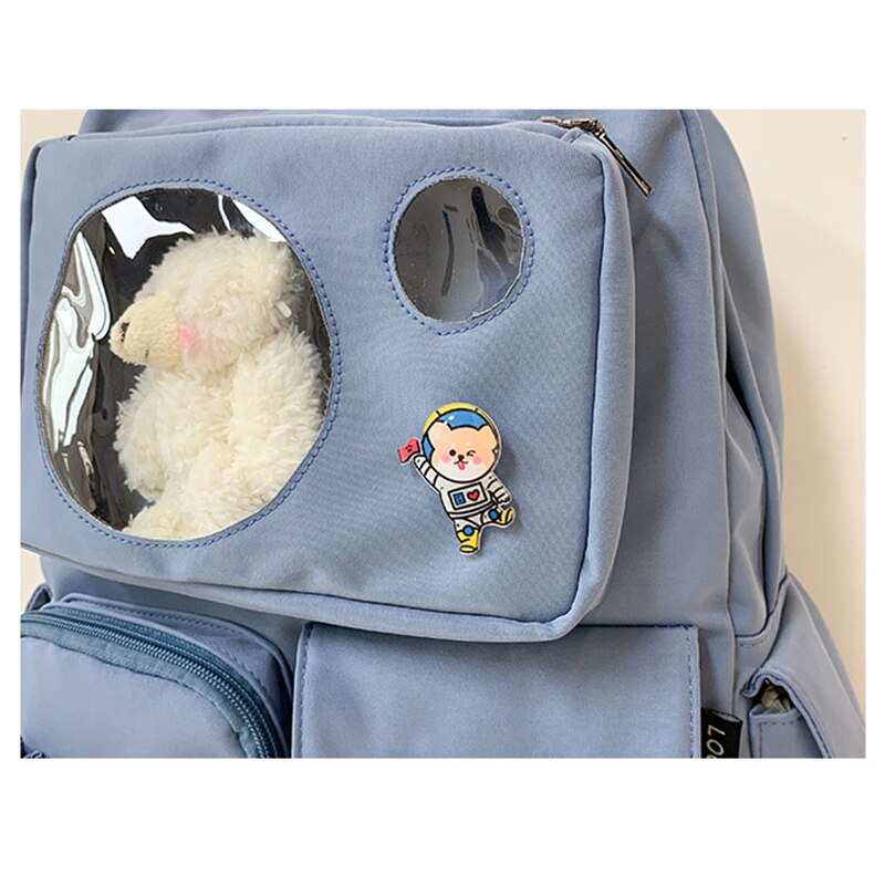 Cute Backpack For College Girls Student Laptop Backpack Clear Ita Bag Women Travel Knapsack Large Capacity Bagpack with Pin H202