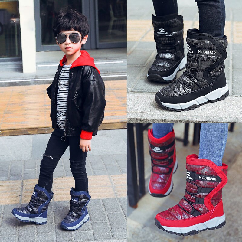 ULKNN Winter Shoes For Kids Boots Children Shoes Snow Boys Girls Boots Platform Anti-slippery Warm Inside Plush Waterproof