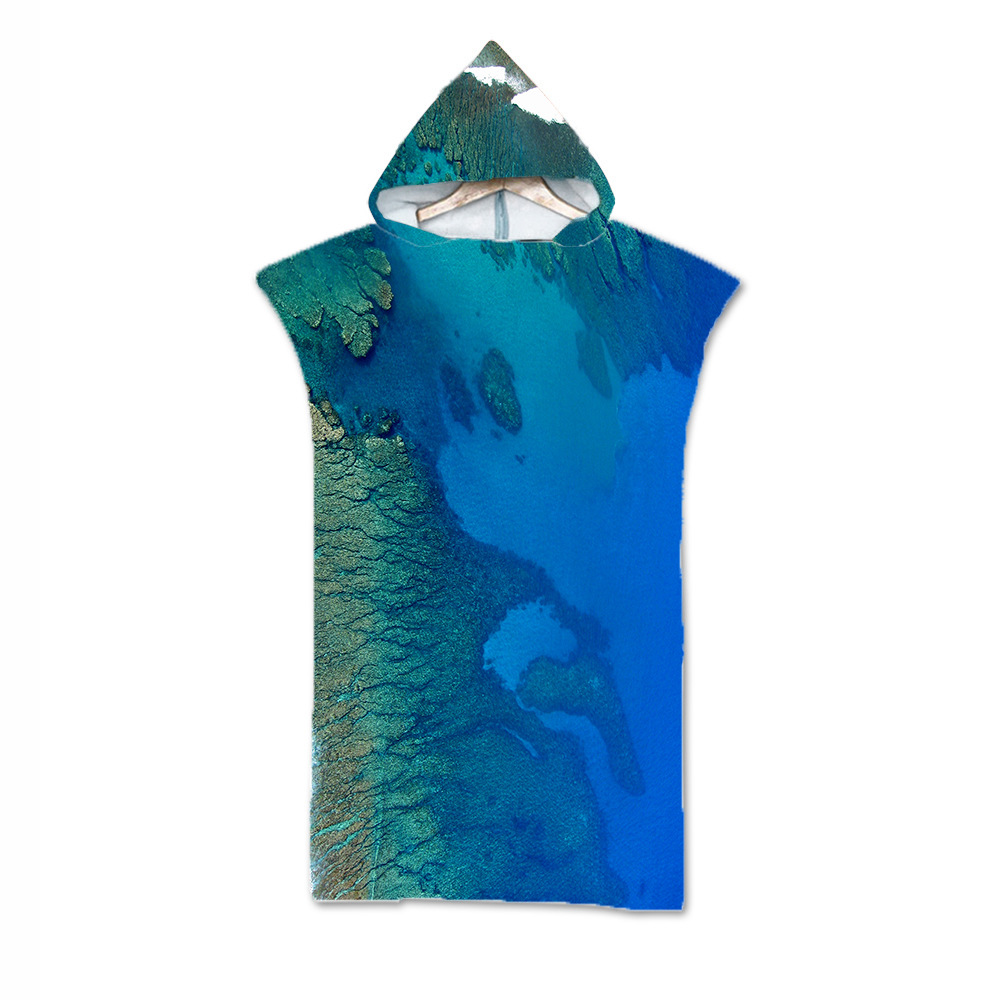 Fluss Gold aufbringen Mikrofaser Gedruckt Mit Kapuze Strand Schlecht Handtuch Für Erwachsene freundlicher Schnell Trocken Schwimmen Schwimmbad Poncho Mantel Bademantel: S / Gold