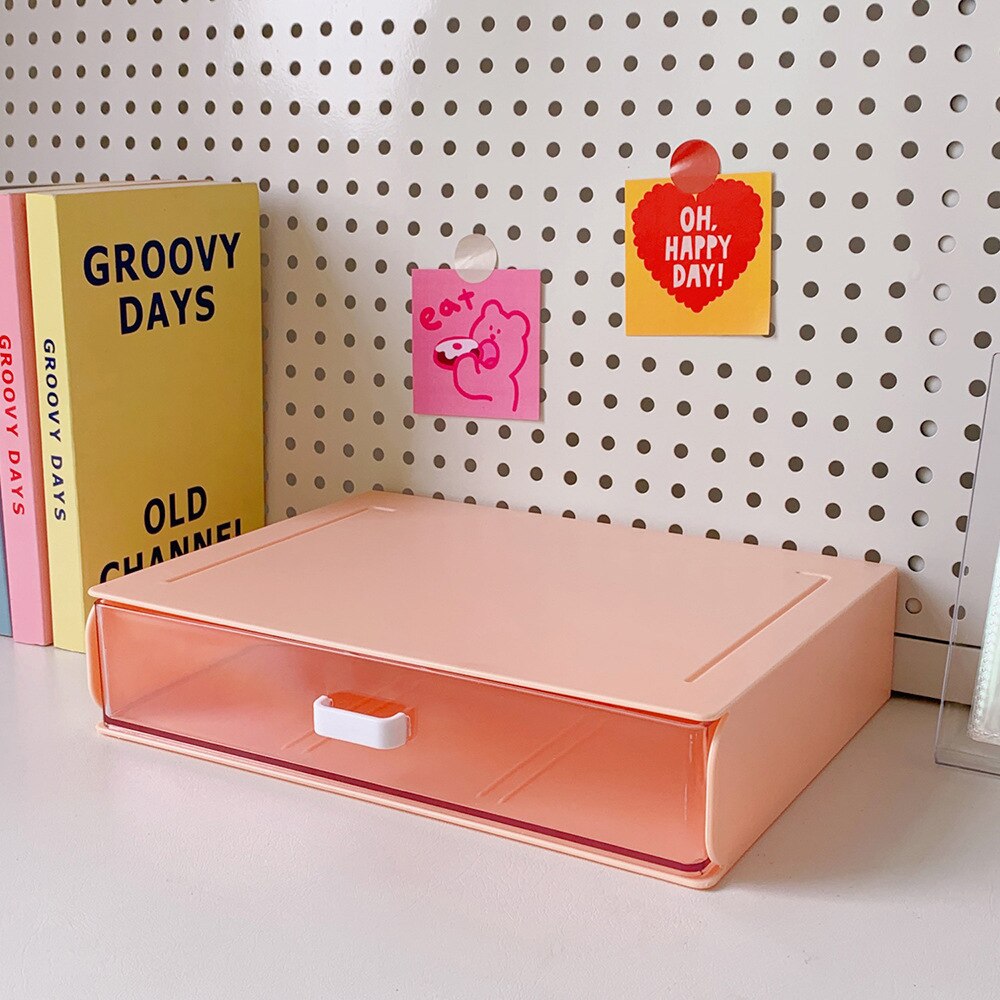 Desktop Acrylic Storage Box Drawer Organizer Large Capacity Sundries Storage Desktop Jewelry Nail Polish Makeup Drawer Container: Pink 1 grid